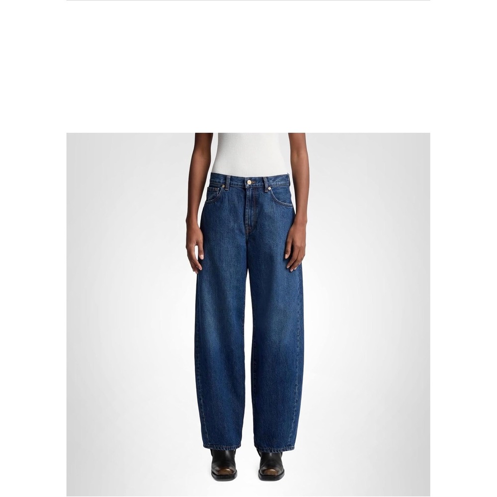 7 For All Mankind Womens High Waisted Barrel Leg Jeans Blue Denim Size 28 NWT